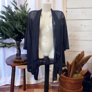 Slinky Brand Women's Navy Open Front Lightweight Sweater Cardigan | Size Small